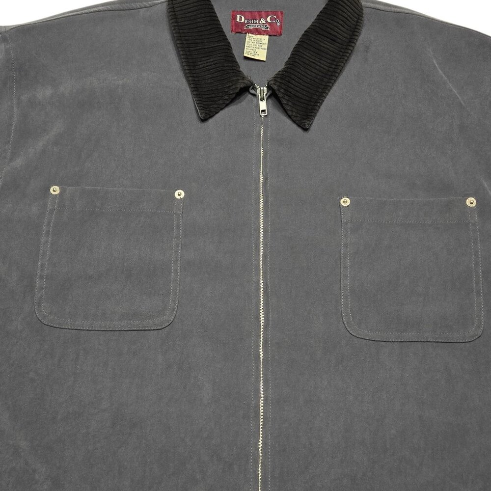 Vintage Denim and Co Jacket Women Plus 3X Gray Full Zip Coat Stretch 58 in Chest - Picture 9 of 13